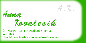 anna kovalcsik business card